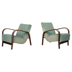Pair of Sculptural Art Deco Bentwood Lounge Chairs by Koželka & Kropáček, Czech