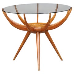 Carlo De Carli “Spider” Coffee Table in Walnut and Glass, Italy, 1950s