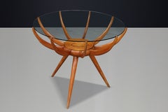 Carlo De Carli “Spider” Coffee Table in Walnut and Glass, Italy, 1950s