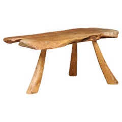 French Sculptural Free-Form Solid Walnut Coffee Table, 1950s