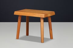 French Sculptural Solid Elm Stool-Side Table in the Manner of Pierre Chapo 1950