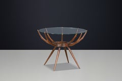 Carlo De Carli “Spider” Sculptural Walnut and Glass Coffee Table, Italy, 1950s