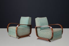 Zwei italienische Art-déco-Sessel aus Walnussholz, Originalpolsterung, 1930er Jahre