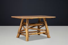 Sculptural Rustic Wooden Dining Table with Organic Branch Base, 1950s