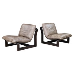 Pair of Dreipunkt International Leather Sling Lounge Chairs, Germany, 1970s
