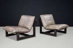 Pair of Dreipunkt International Leather Sling Lounge Chairs, Germany, 1970s