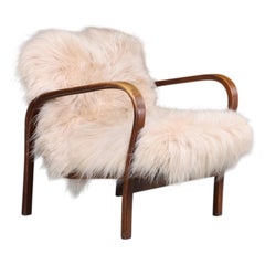 Koželka & Kropáček Lounge Chair in Long-Haired Icelandic Sheepskin
