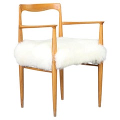 European Modern Beech and Sheepskin Dining Armchairs, 1970s 16 available.