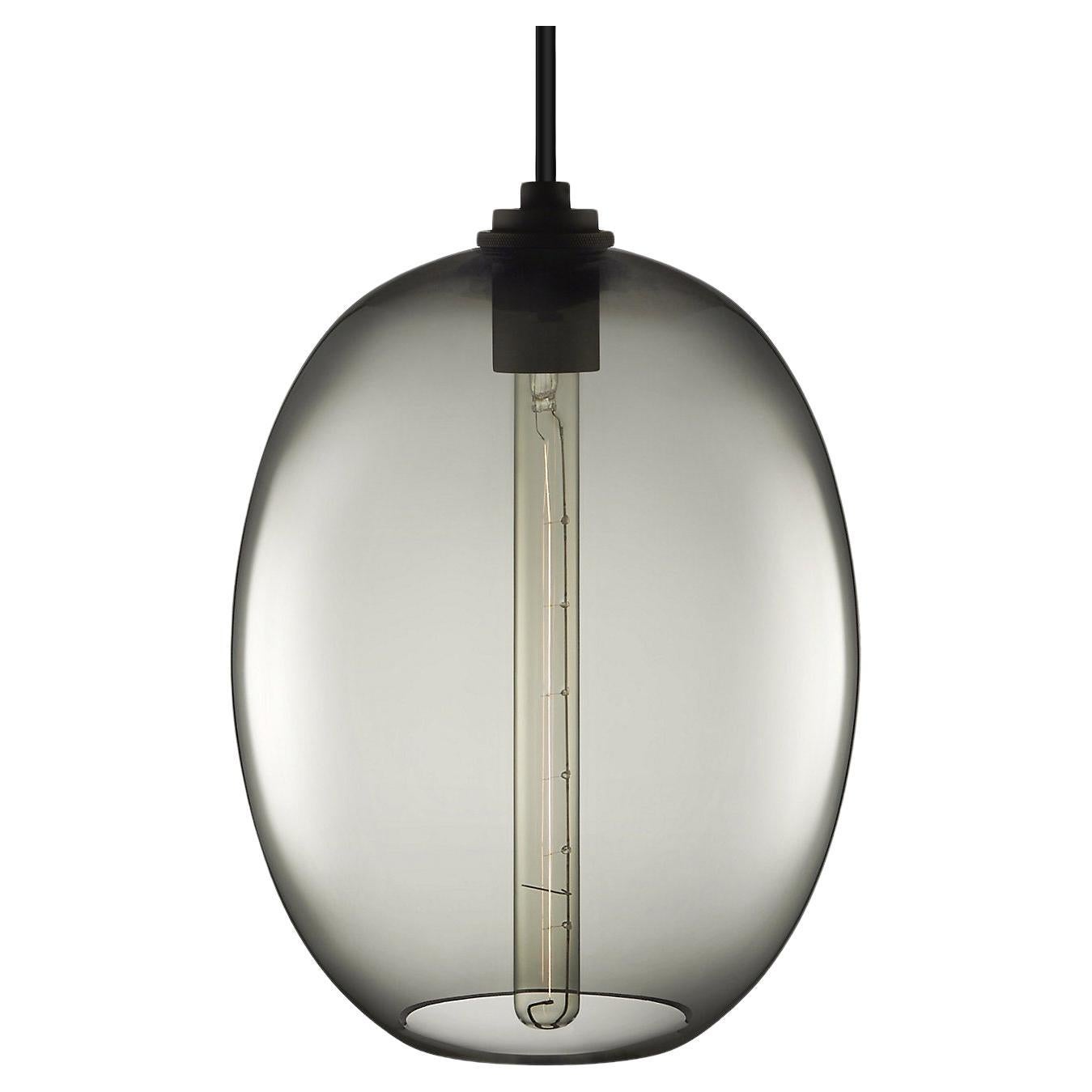 Ellipse Grand Gray Handblown Modern Glass Pendant Light, Made in the USA