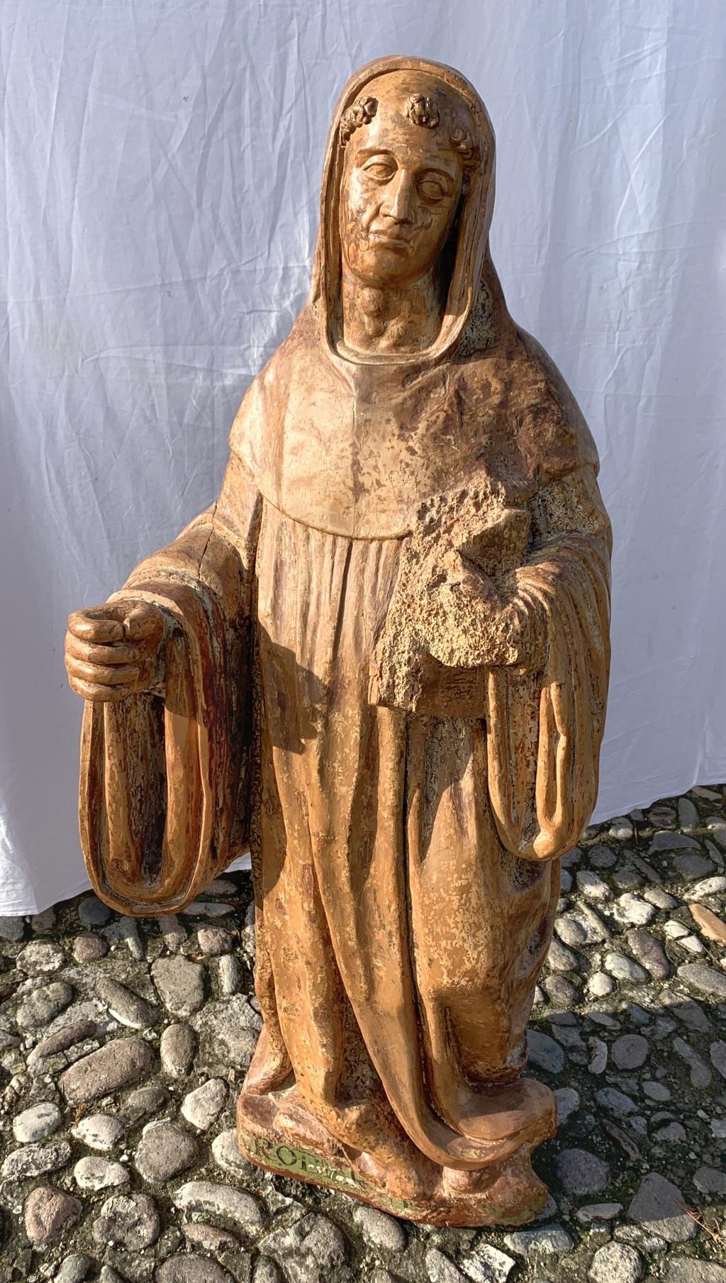 Renaissance Italian Carved Painted Sculpture, Saint, Italy, 16th Century, Gilded For Sale