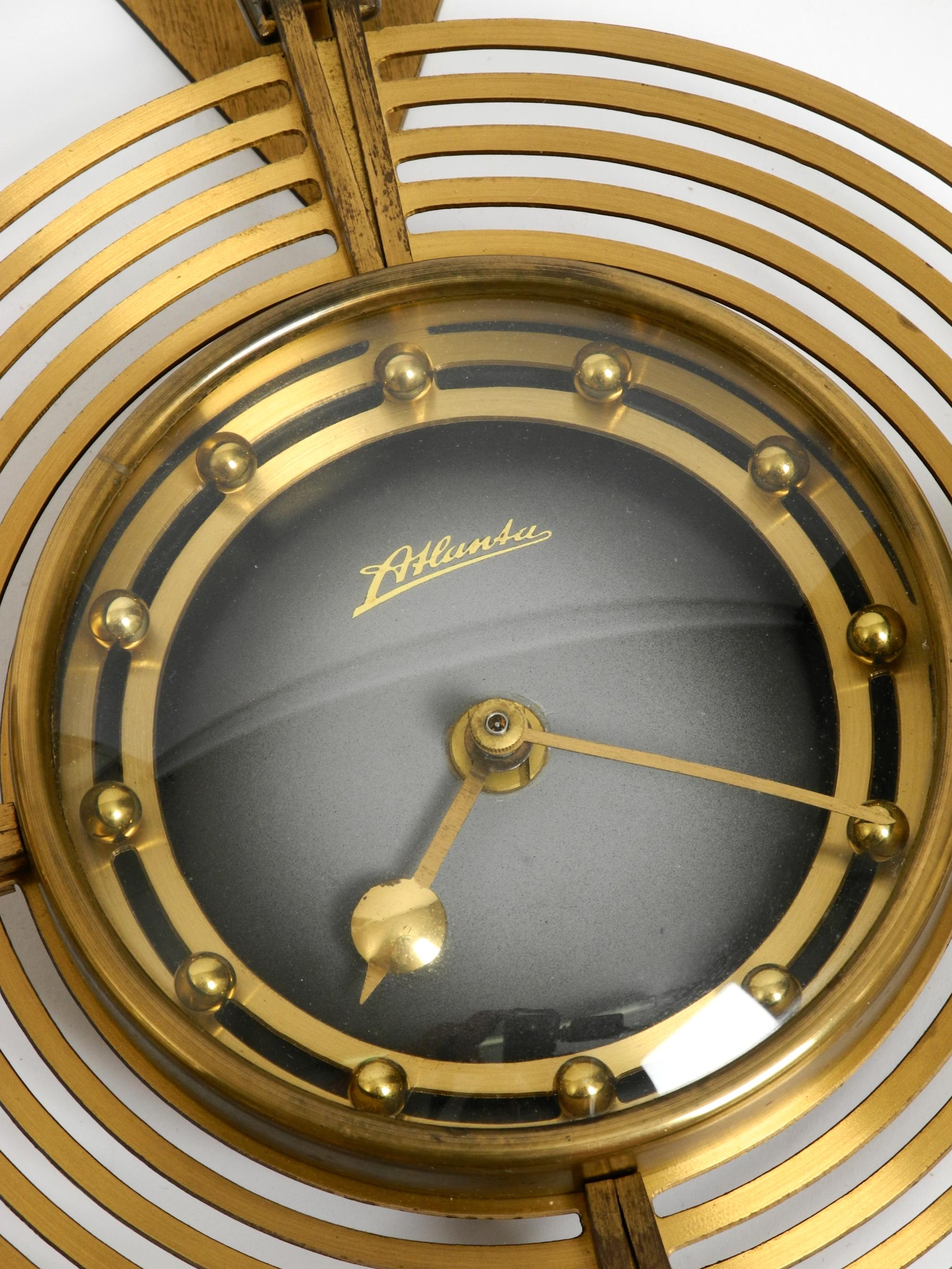 Mid-20th Century Beautiful Mid Century Atlanta wall clock battery operated and made of brass For Sale