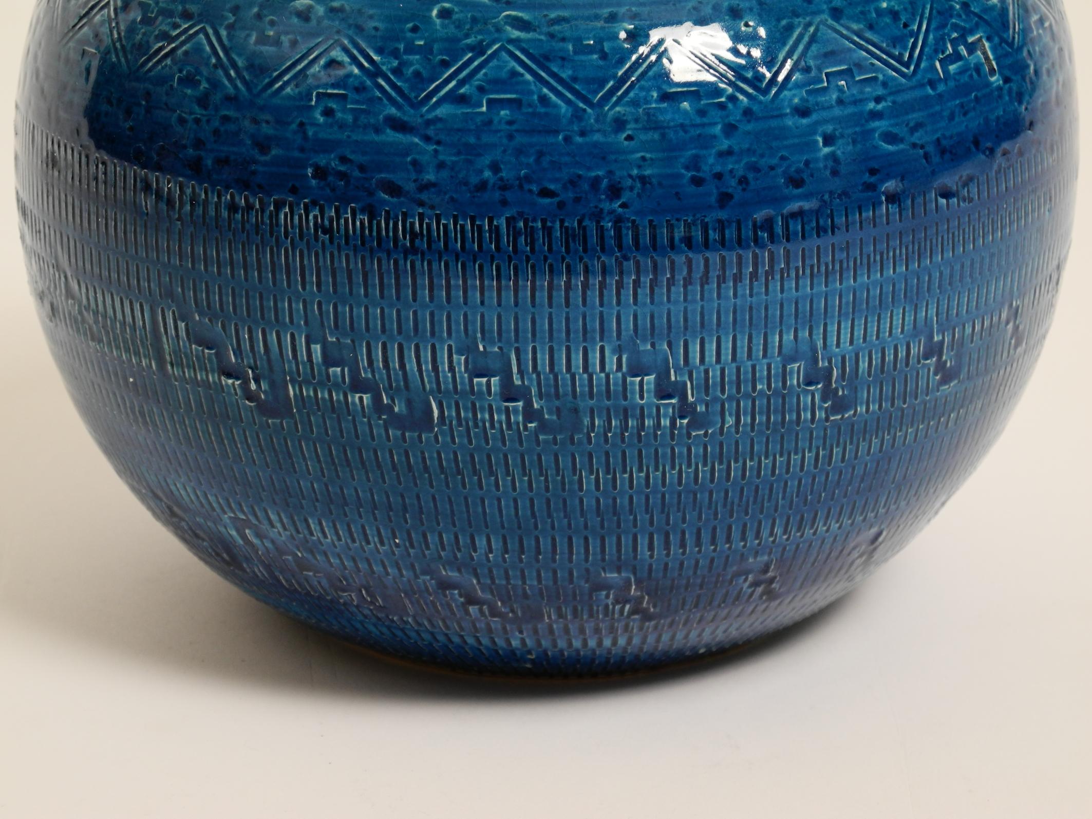 Bellissimo vaso in ceramica Rimini Blu di Aldo Londi per Bitossi del 1960 in vendita 7
