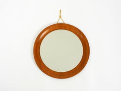 Runder Wandspiegel aus Teakholz im Mid-Century-Stil von ARY Fanerprodukter, Nybro, Schweden