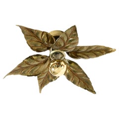 Beautiful brass ceiling or wall lamp from the 1970s by Willy Daro