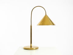 Large, original Mid-Century Modern brass table lamp with a conical shade