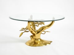 1970s coffee table, model Bonsai by Willy Daro, made of brass and fire-gilded