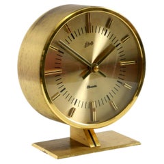 Raro reloj de sobremesa original redondo de latón de los años 60, de Schatz Alemania