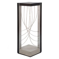 Xenon, Handmade Modern Pedestal Table with Metal Cables Concrete and Wood