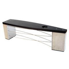 Jupiter XL, Modern Nautical Bench with Industrial Concrete Metal and Black Wood