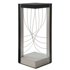 Xenon 16 Handmade Modern Pedestal Table with Metal Concrete and Wood