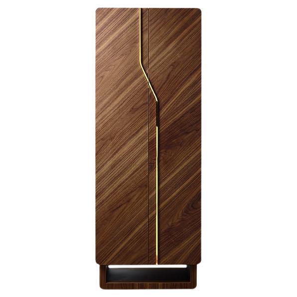 Agresti Arco Contemporary Armoured Jewelry and Watch Armoire in Canaletto Walnut