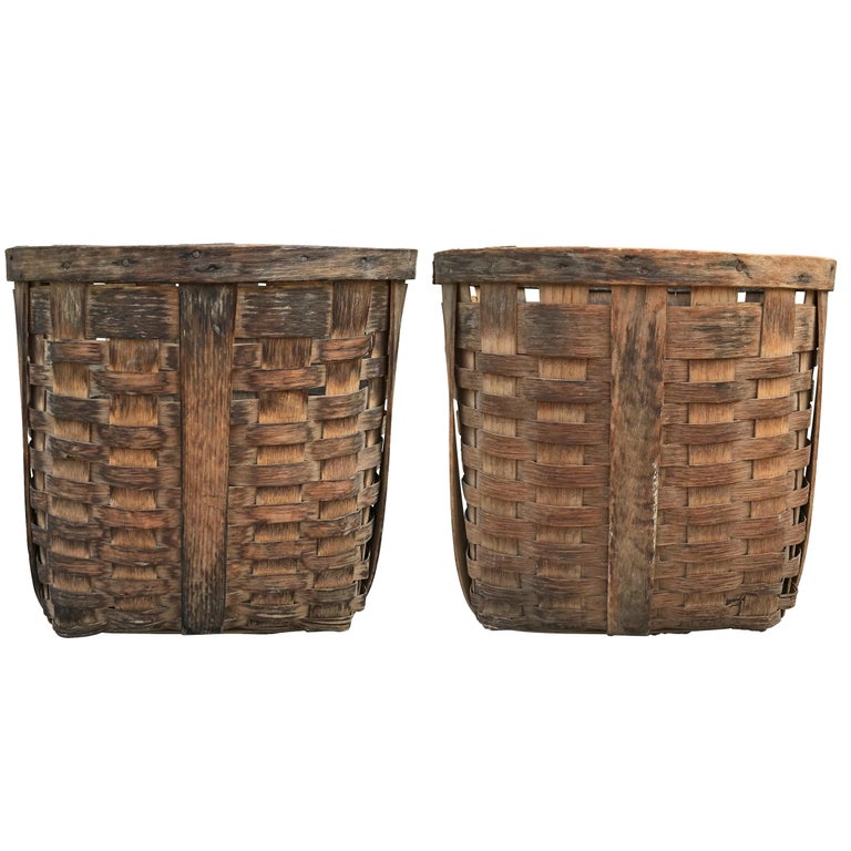 19TH C. MAINE INDIAN POTATO STAMP BASKET WITH LID at 1stdibs