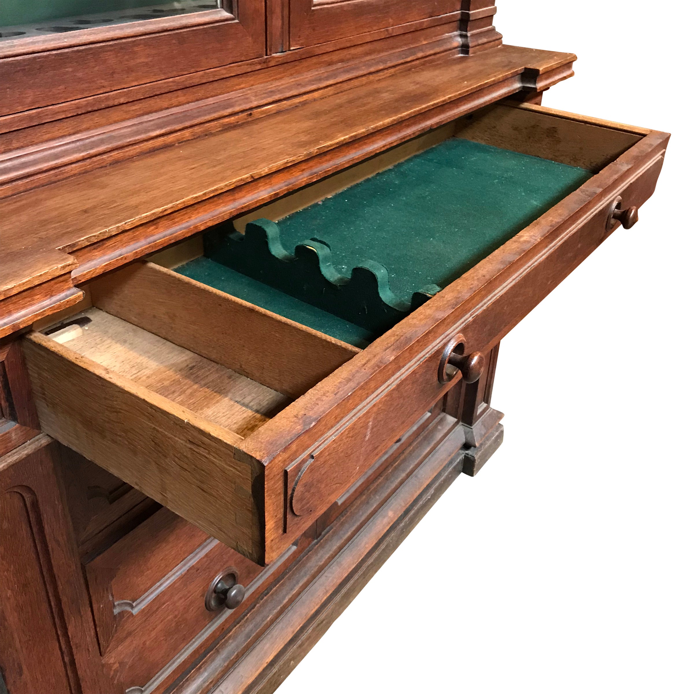 19th Century German Gun Cabinet With Stag Trophy Mount For Sale At