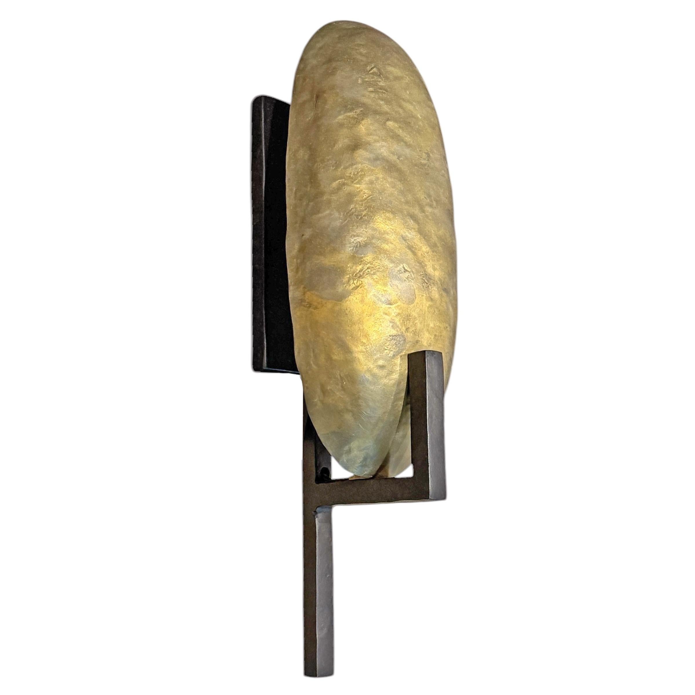 American Pair of Paul Ferrante Wrought Iron and Brass Sconces For Sale