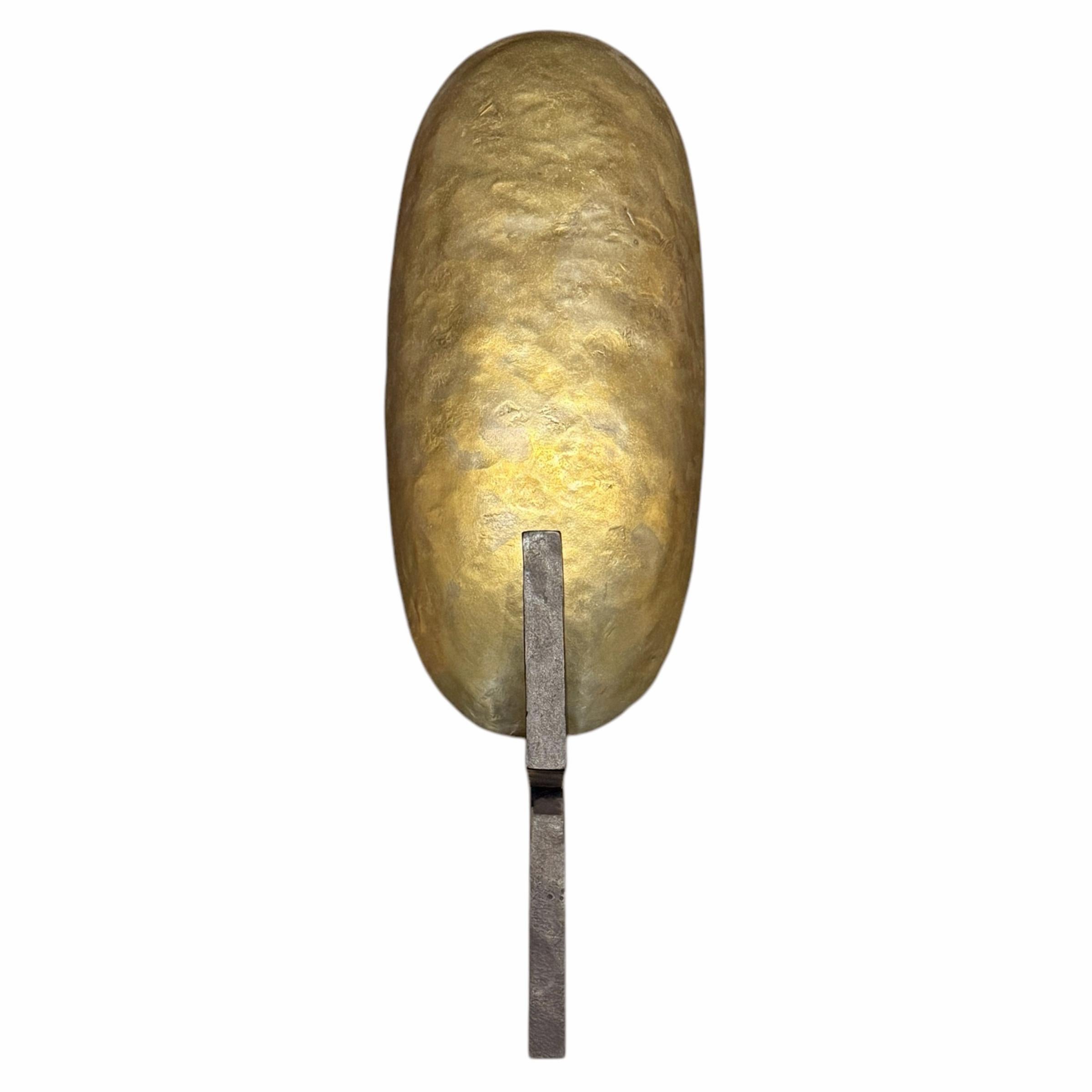 Modern Pair of Paul Ferrante Wrought Iron and Brass Sconces For Sale