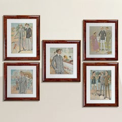 Collection of Five Framed Tailor's Illustrations, c. 1917