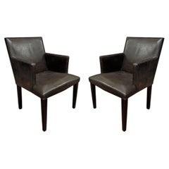 Pair of Bart van Beckhoven Leather-Clad Dining Chairs