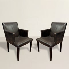 Pair of Bart van Beckhoven Leather-Clad Dining Chairs