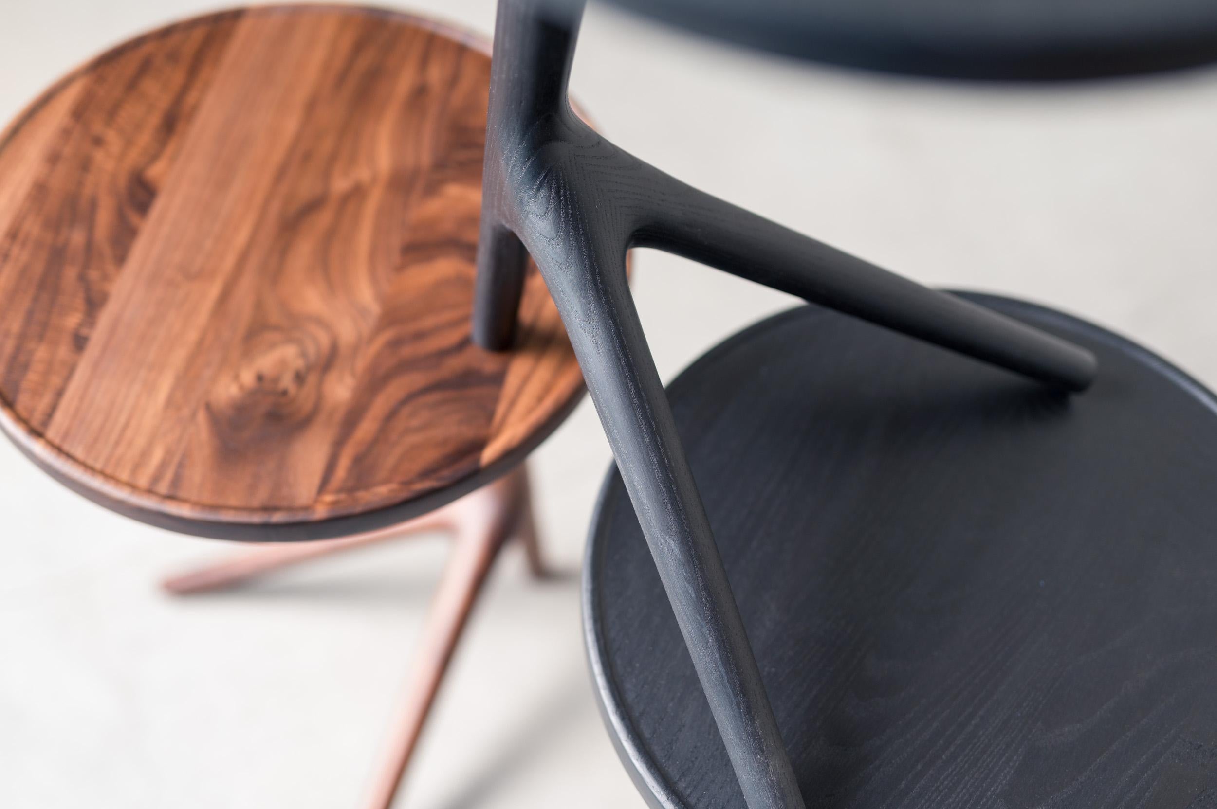 Hardwood Tripod Table in Charcoal Stained Ash Wood - Accent Nesting Table for Living Room For Sale