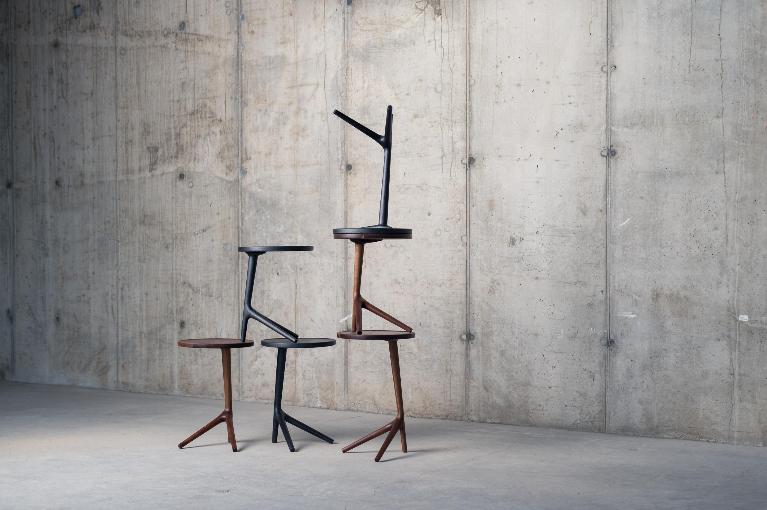 Nesting End Tables in Charcoal Ash handmade by Fernweh Woodworking, Set of Three For Sale 1