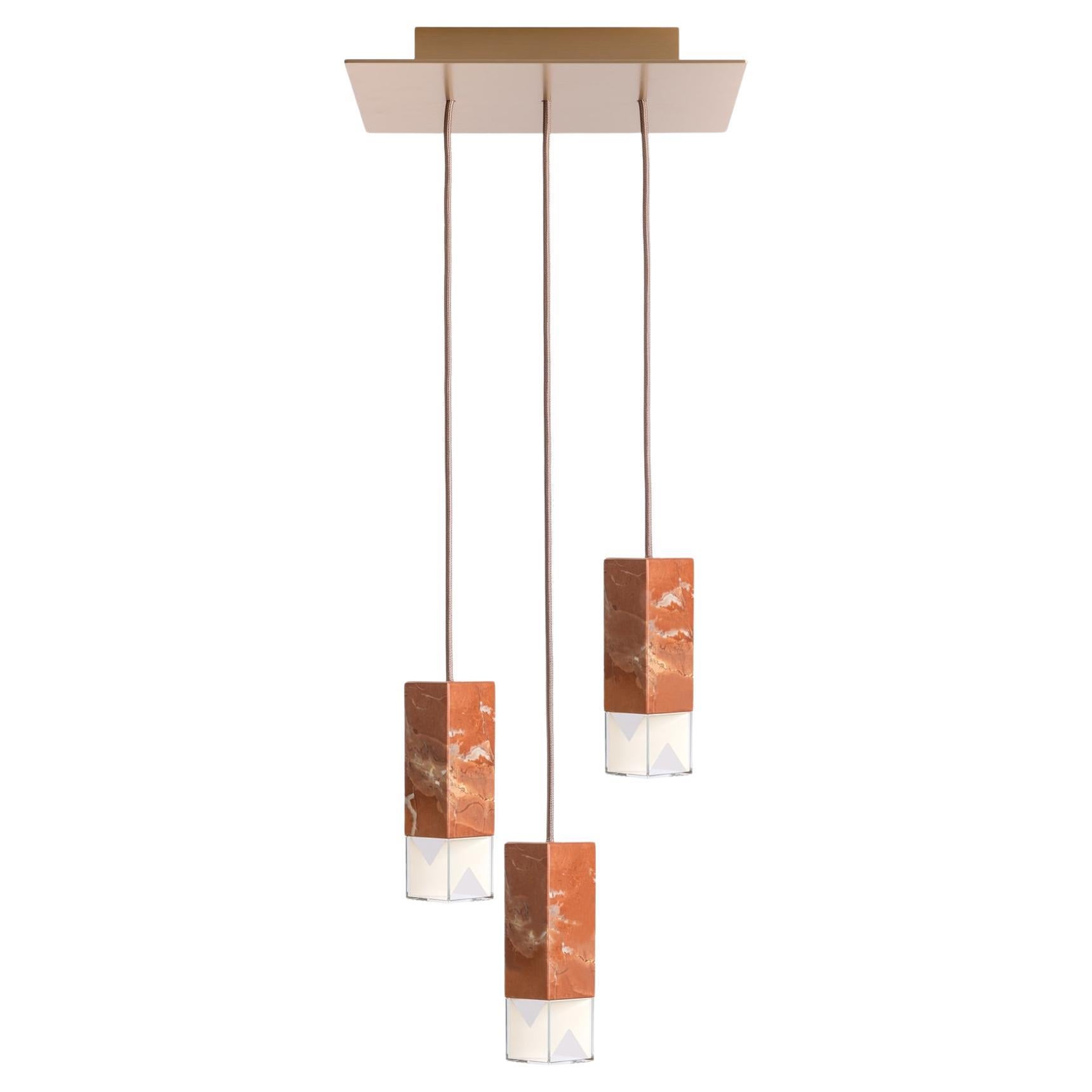 Red Marble Trio Chandelier Ceiling Light by Formaminima For Sale