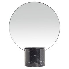 “Sun Mirror Brass” Black Marquina Marble Minimalist Mirror by Aparentment