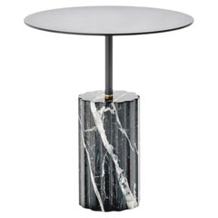 Black Marquina Marble Minimalist Round Side Table “Column Side Table Round L”