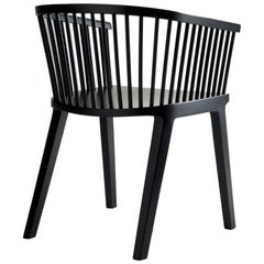 Secreto Armchair, Black Lacquered Beech Wood, Contemporary Design