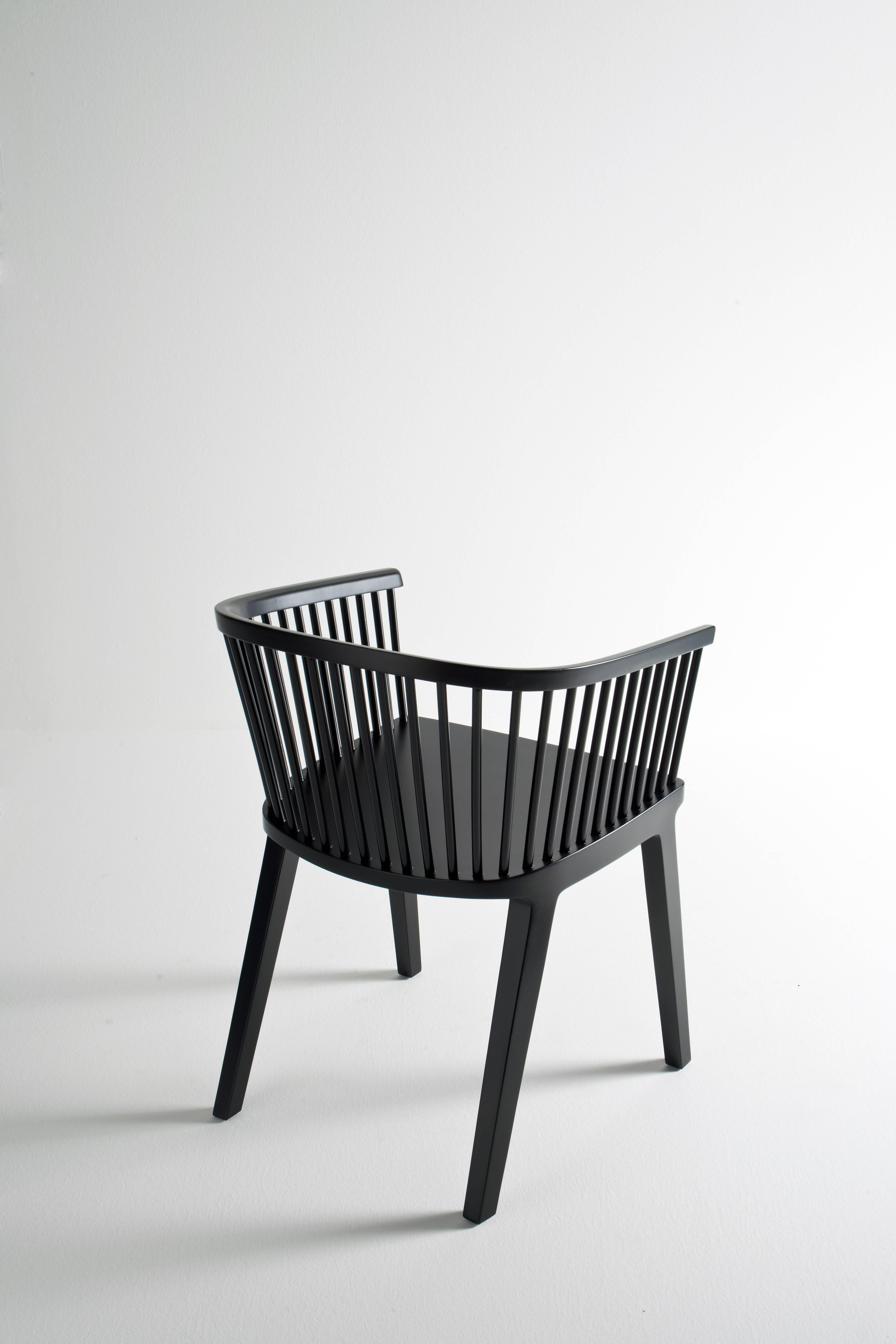 Secreto Armchair, Black Lacquered Beech Wood, Contemporary Design In New Condition For Sale In Milan, Lombardy