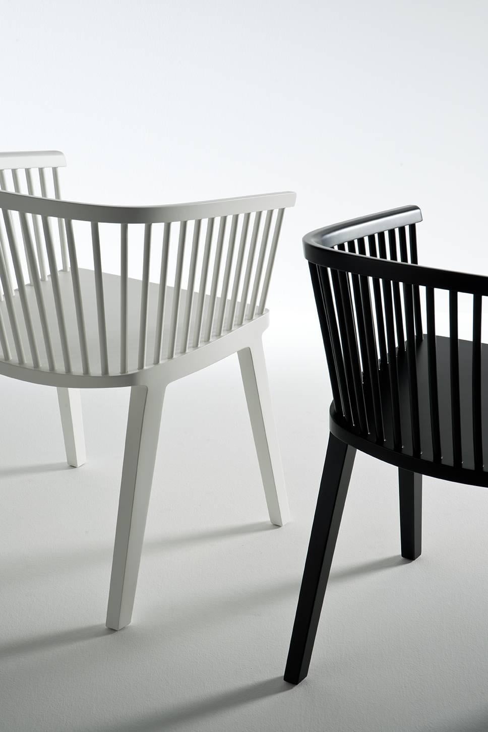 Paint Secreto Armchair, Black Lacquered Beech Wood, Contemporary Design For Sale