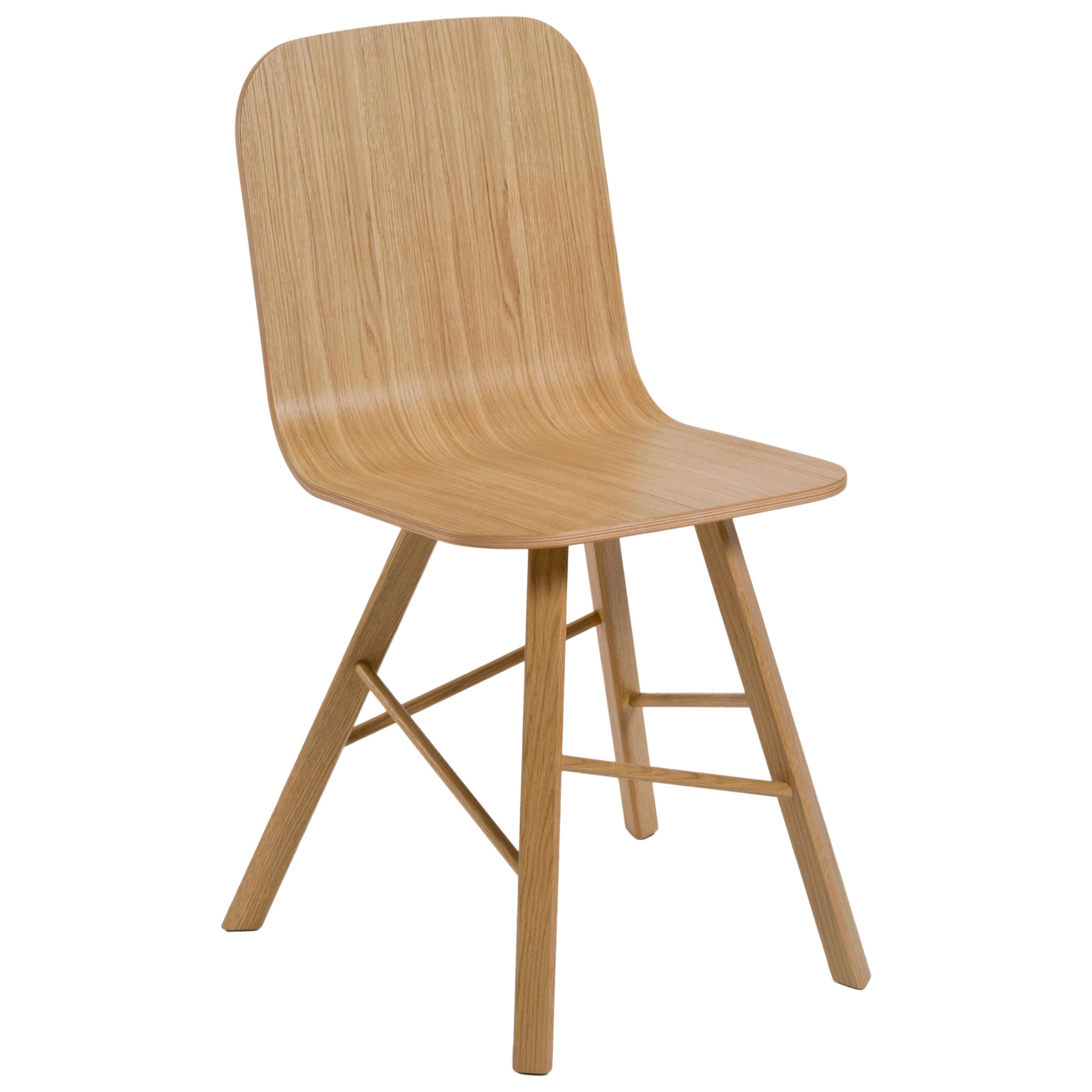 Machine-Made Tria Simple Chair Oak and Orange Upholstered Seat by Colé, Minimalist For Sale