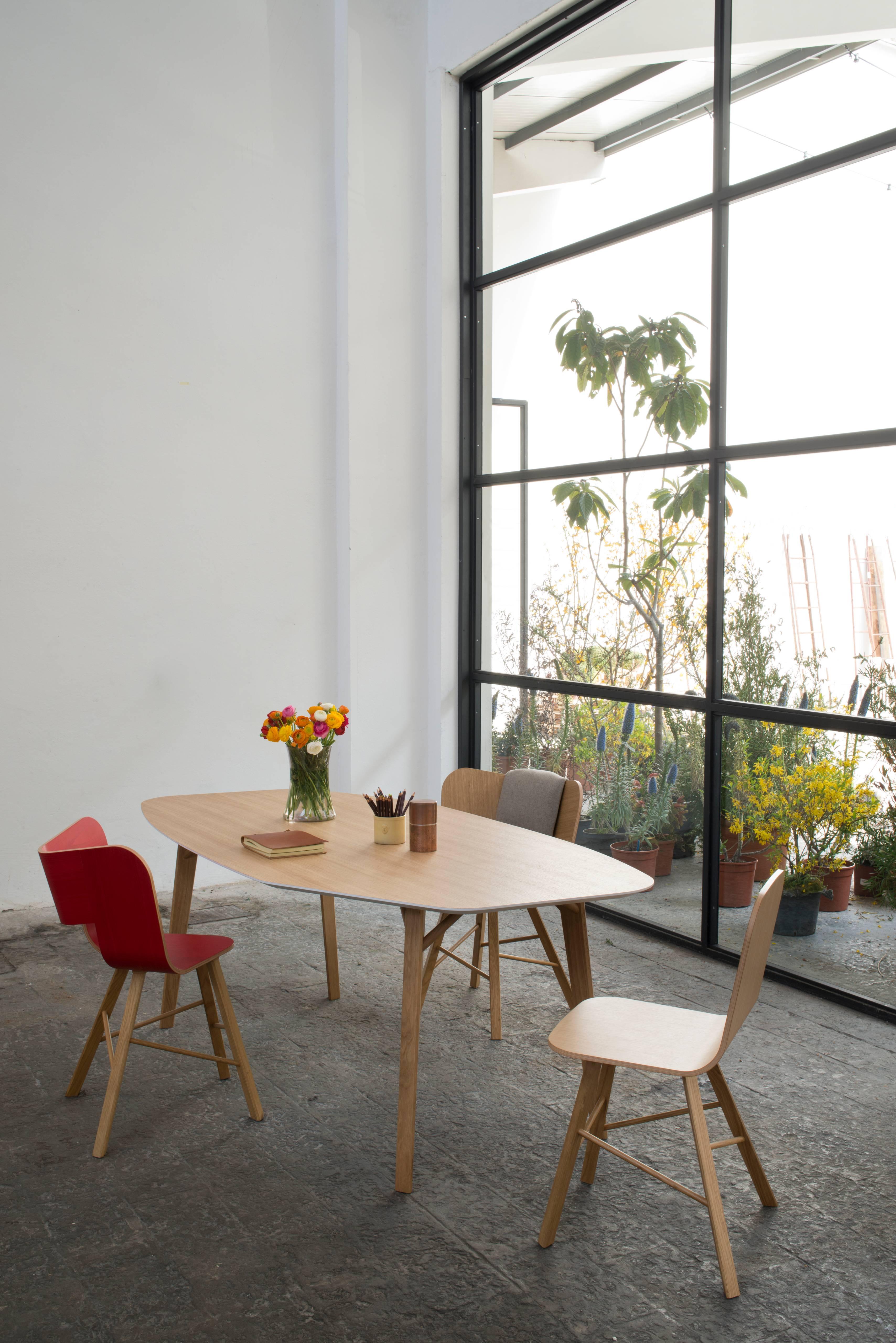 Sedia Tria Simple Oak e seduta imbottita verde di Colé, Minimalista in vendita 6