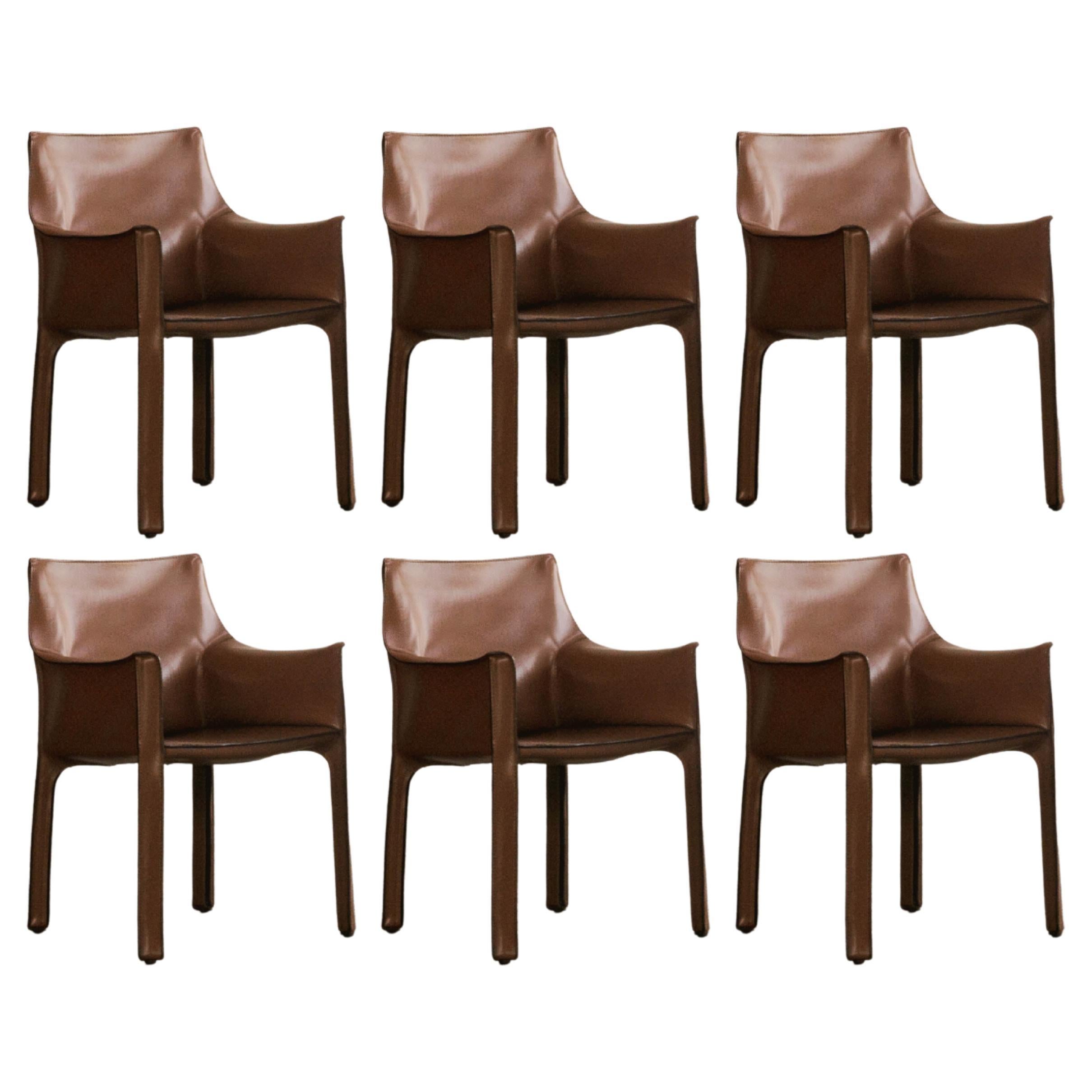 Mario Bellini 413 "CAB" Chairs for Cassina, 1977, Set of 6