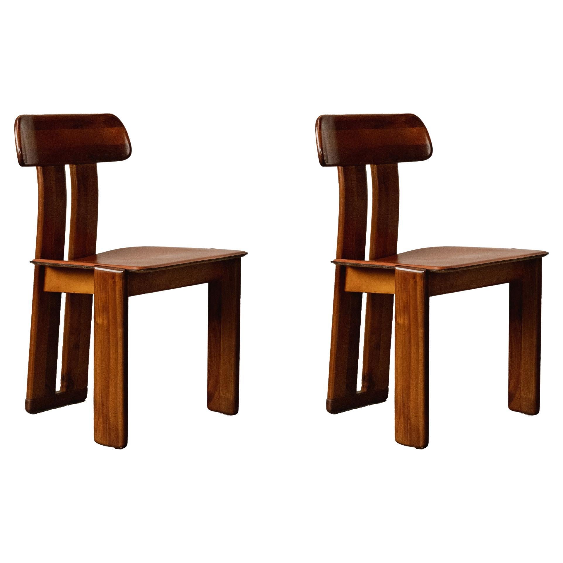 Mario Marenco "Sapporo" Chairs for Mobil Girgi, Reddish Brown, 1970, Set of 2