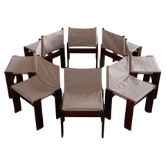 Afra & Tobia Scarpa "Monk" Chairs for Molteni, Ivory Canvas, 1974, Set of 8