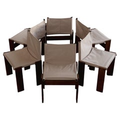 Sedie "Monk" di Afra & Tobia Scarpa per Molteni, Tela avorio, 1974, Set di 6