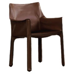 Silla "CAB 413" de Mario Bellini para Cassina, cuero avellana, 1977