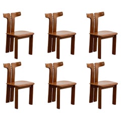 Sillas de comedor Pierre Cardin para Roche Bobois, cuero coñac, 1970, set de 6