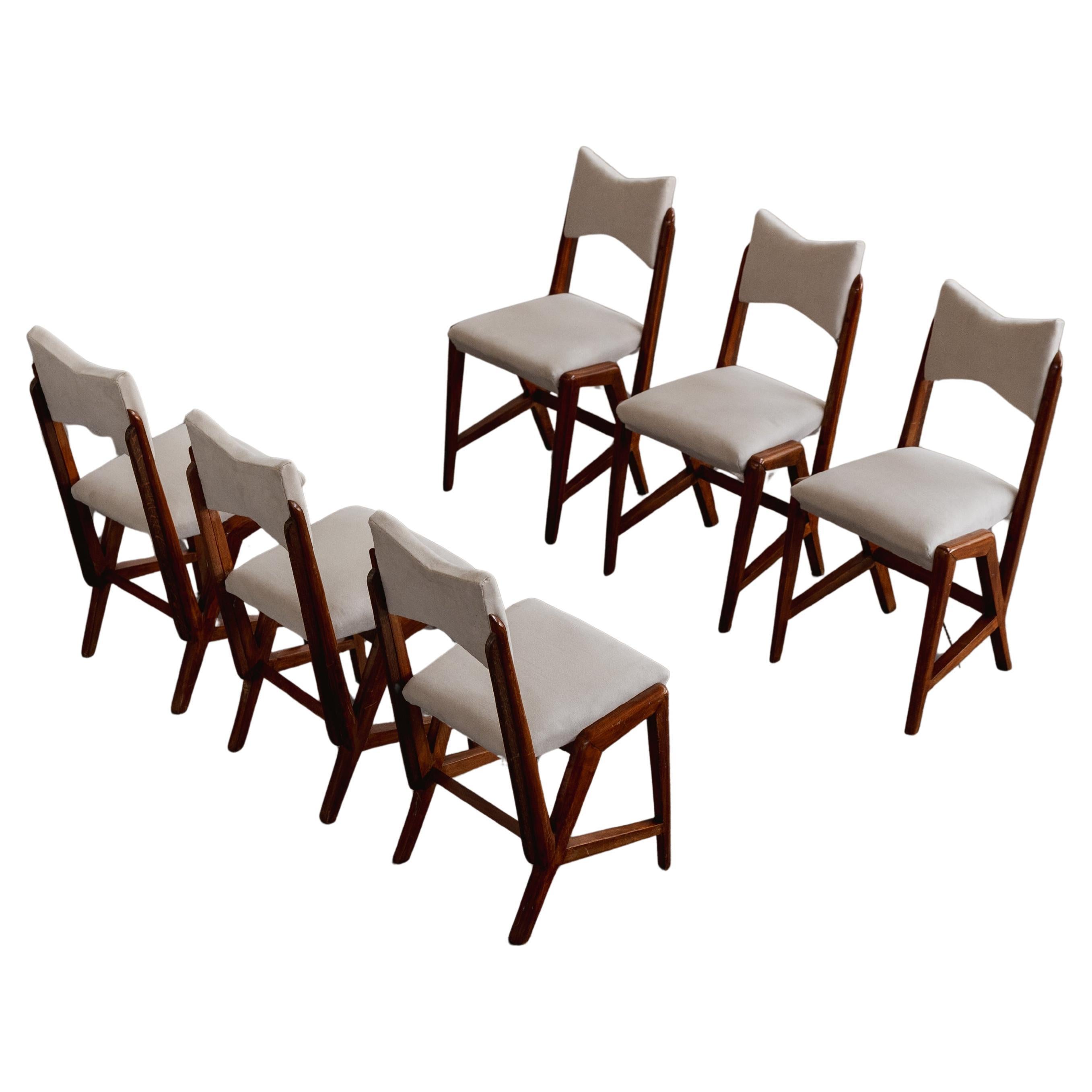Giuseppe Scapinelli Esszimmerstühle für Fábrica de Móveis Giesse, 1950, 6-teilig
