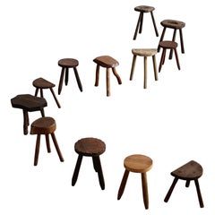 Tabouret primitif sculptural français, 1960